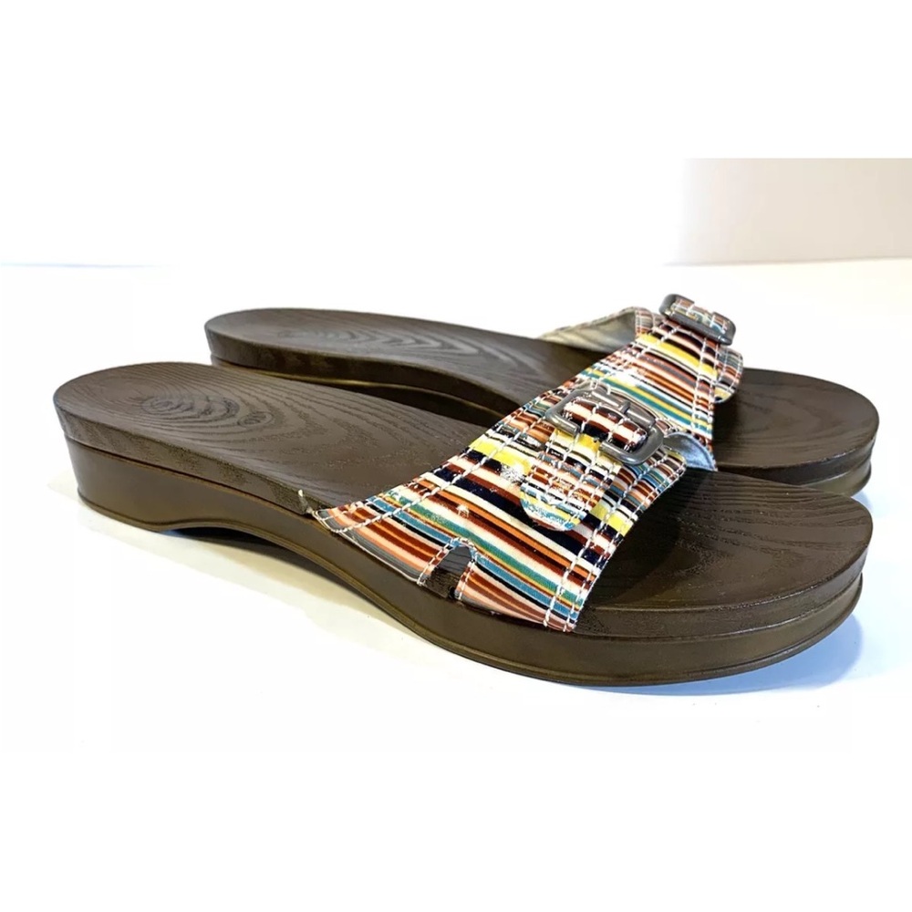 Dr. Scholl’s Land Multicolor Stripe Slides Comfort Sandals Sz 10